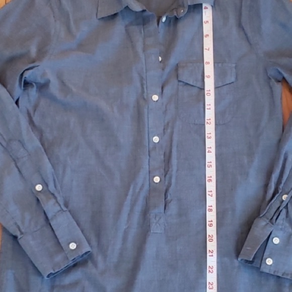 J. Crew Blue Popover with Long Sleeves with Folding Tabs. - Picture 8 of 9